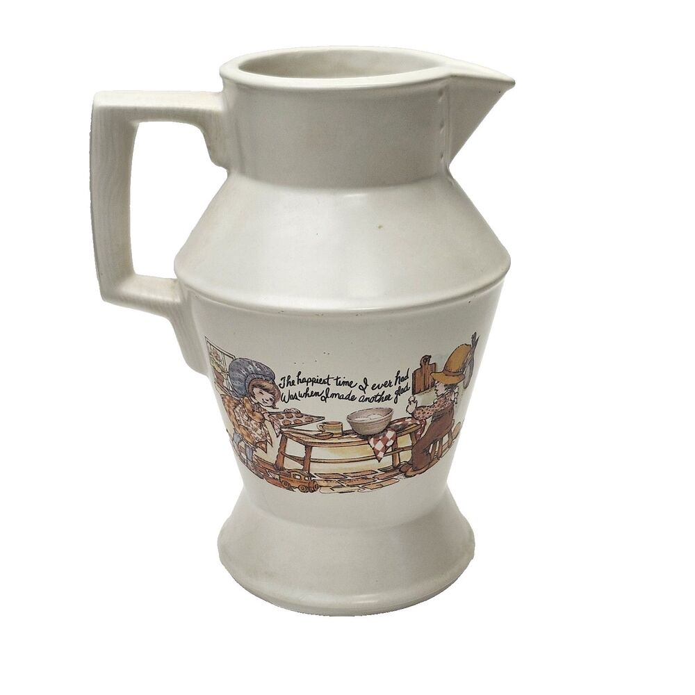 McCoy Vintage 1960s Cream White Pitcher Ceramic Pottery Kitchenware Farmhouse